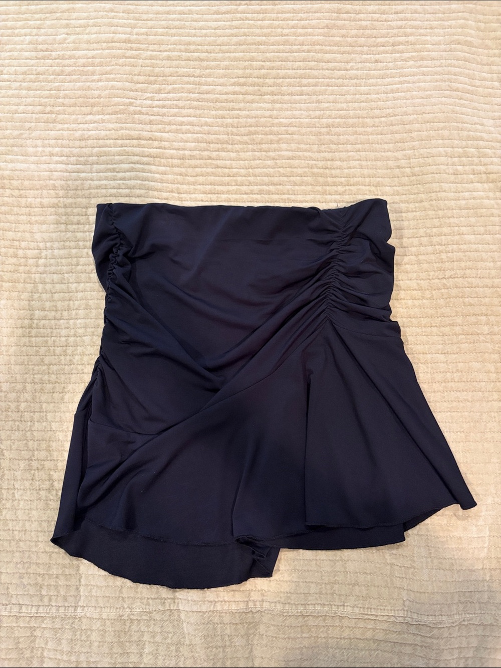 H&M Navy Faux-Wrap Mini Skirt with Ruched Waist